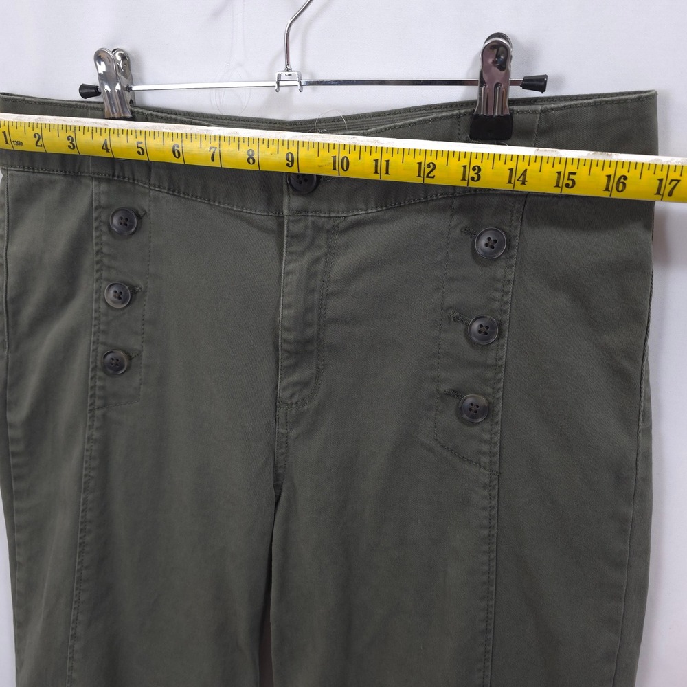St Johns Bay Wide Leg Pants Sailor Button Women 10 Olive Green Nautical Style - Picture 7 of 12
